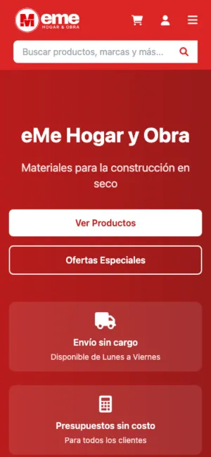 Vista mobile del e-commerce