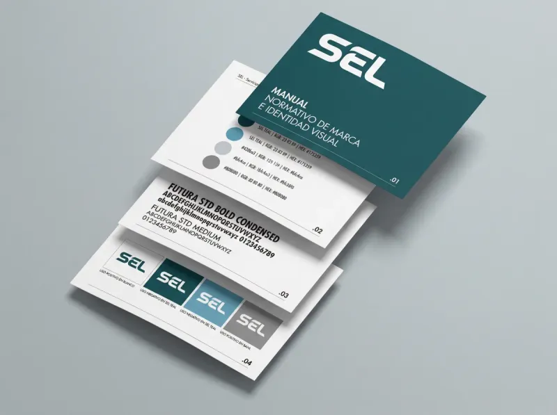 Páginas del manual de marca SEL