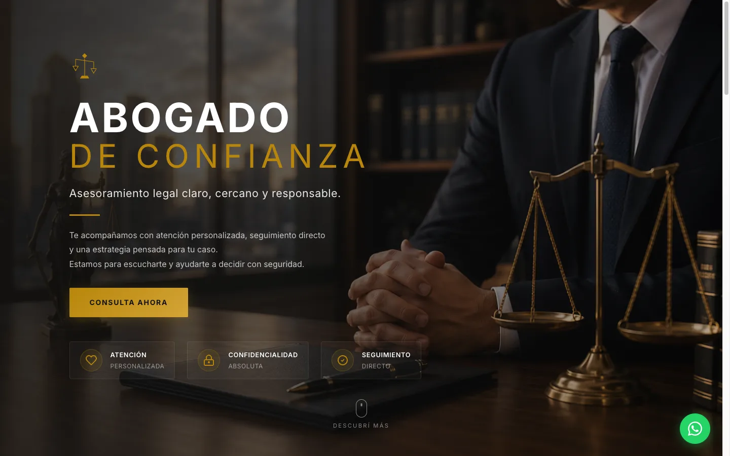 Identidad de marca y sitio web para Abogado de Confianza
